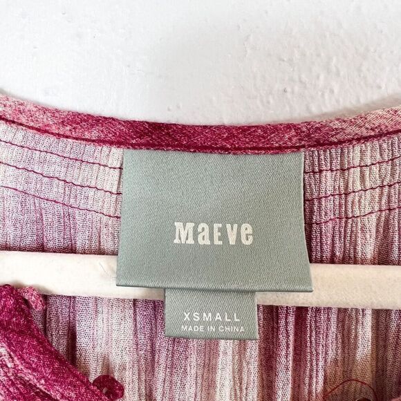 ANTHROPOLOGIE MAEVE Pink/Cream Long Sleeve Peasant Top Size XS - Picture 4 of 9